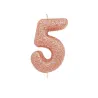 Zahlenkerze 5 Rosegold Glitzer für Geburtstage, Jubiläen und andere Anlässe
