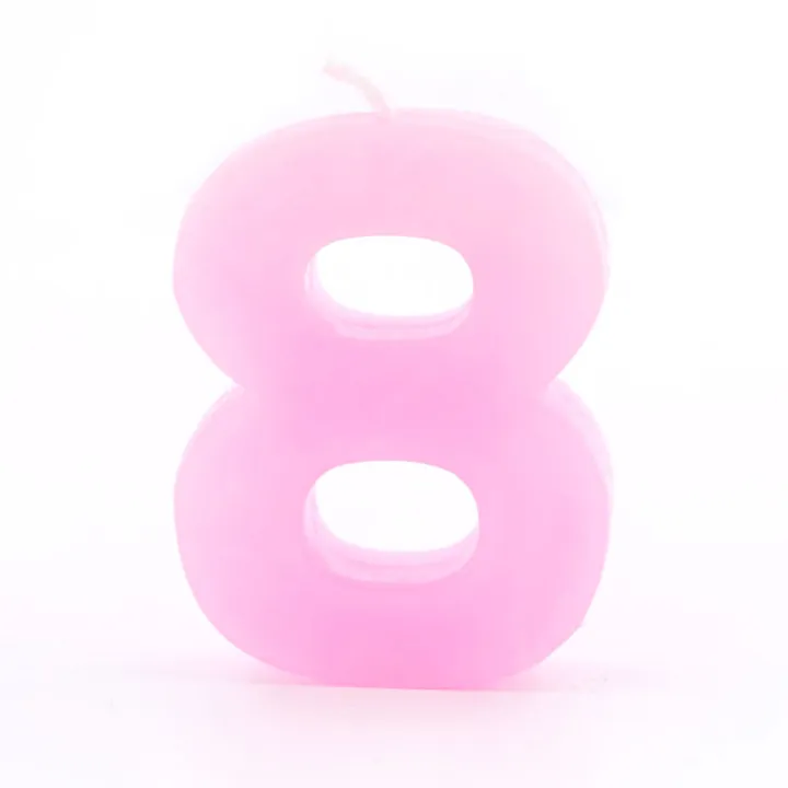 Number candle 8 pink for birthdays, anniversaries and other occasions