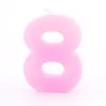 Bougie numérotée 8 rose pour anniversaires, jubilés et autres occasions