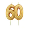 Zahlenkerze 60 Gold Glitzer für Geburtstage, Jubiläen und andere Anlässe