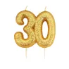 Zahlenkerze 30 Gold Glitzer für Geburtstage, Jubiläen und andere Anlässe