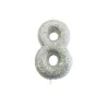 Candela numero 8 glitter argento per compleanni, anniversari e altre occasioni