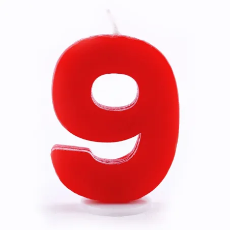Number candle 9 red for birthdays, anniversaries and other occasions