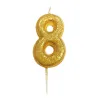 Candelina numero 8 oro glitter per compleanni, anniversari e altre occasioni