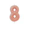 Candelina numero 8 oro rosa glitter per compleanni, anniversari e altre occasioni