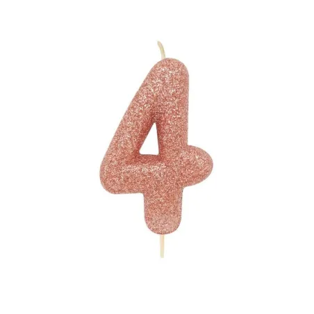 Candelina numero 3 oro rosa glitter per compleanni, anniversari e altre occasioni