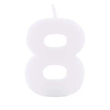 Bougie numérotée 8 Blanc pour anniversaires, jubilés et autres occasions