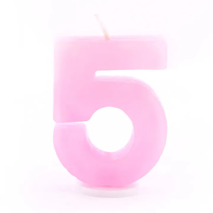 Zahlenkerze 5 Rosa für Geburtstage, Jubiläen und andere Anlässe