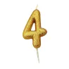 Bougie numérotée 4 or scintillant pour anniversaires, jubilés et autres occasions