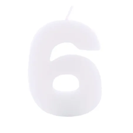 Number candle 6 white for birthdays, anniversaries and other occasions