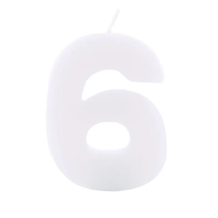 Candela numerica 6 bianca per compleanni, anniversari e altre occasioni