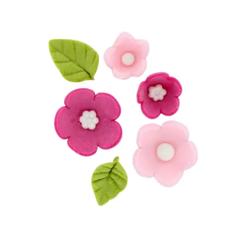 Set de fleurs en sucre rose