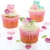Set di fiori da decorazione in zucchero rosa