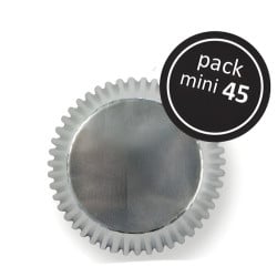 Mini pirottini per cupcake Argento metallizzato, 45 pezzi