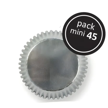 Mini cupcake cases metallic silver, 45 pieces