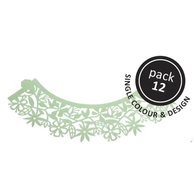 Cupcake Wrapper Blumen Hellgrün, 12 Stück