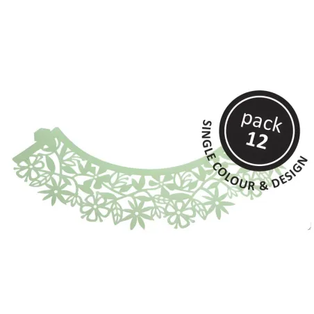 Cupcake Wrapper Flowers Verde chiaro, 12 pezzi
