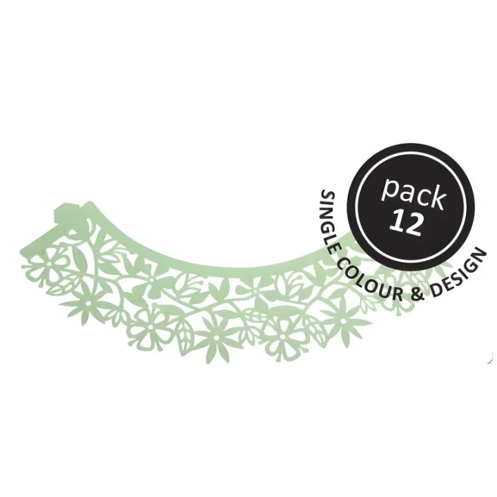 Cupcake wrapper flowers light green, 12 pieces