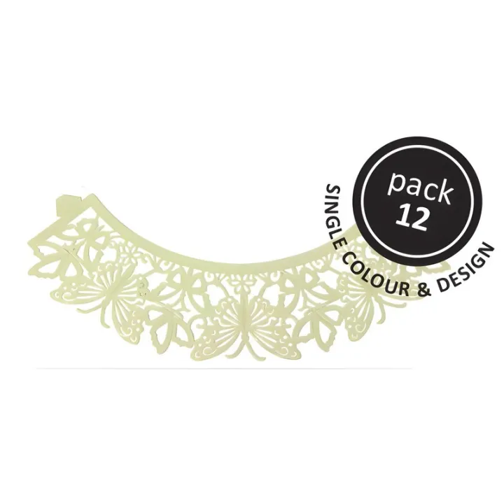 Cupcake Wrapper Papillons Jaunes, 12 pièces