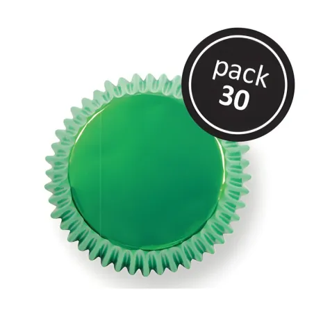 Pirottini Cupcake Metallic Verde, 30 pezzi