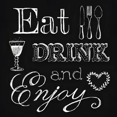 Eat, Drink and Enjoy Black Servietten, 20 Stück