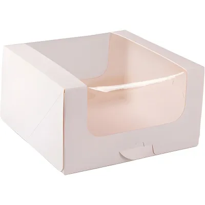 Tortenschachtel mit Fenster Weiss 16 x 16 x 9 cm