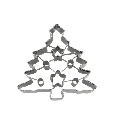 Tannenbaum Ausstecher mit Sternen und Kugeln aus Metall