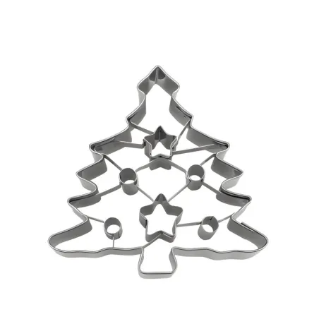 Christmas tree cookie cutter with metal stars and baubles
