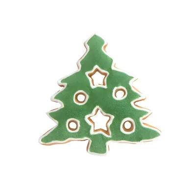 Christmas tree cookie cutter with metal stars and baubles