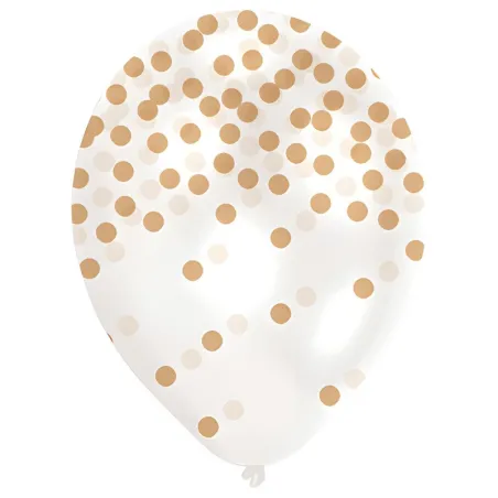 Ballons avec confettis or, 6 pièces