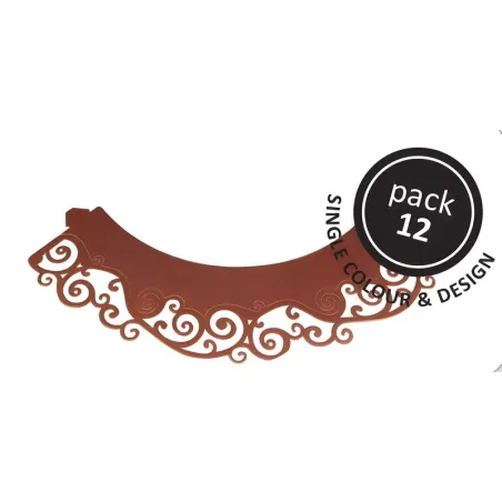 Cupcake Wrapper Waves Brown, 12 pezzi