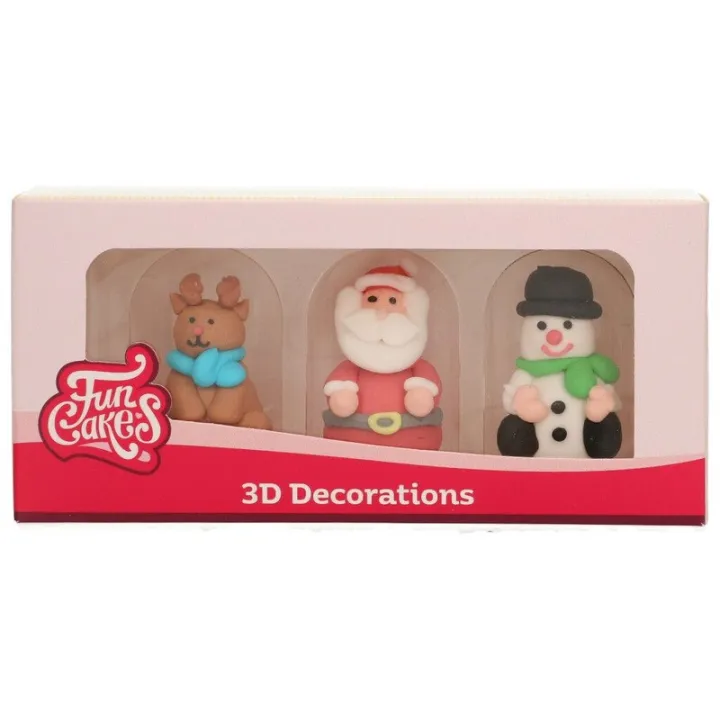Décoration en sucre 3D figures de Noël – figures de Noël comestibles pour cupcakes et gâteaux | miniSchoggi