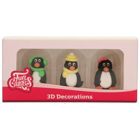 Décoration en sucre 3D Pingouins – figurines de Noël comestibles pour cupcakes et gâteaux | miniSchoggi