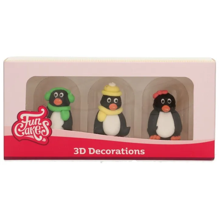 Sugar decoration 3D Penguins – edible Christmas figures for cupcakes and cakes | miniSchoggi