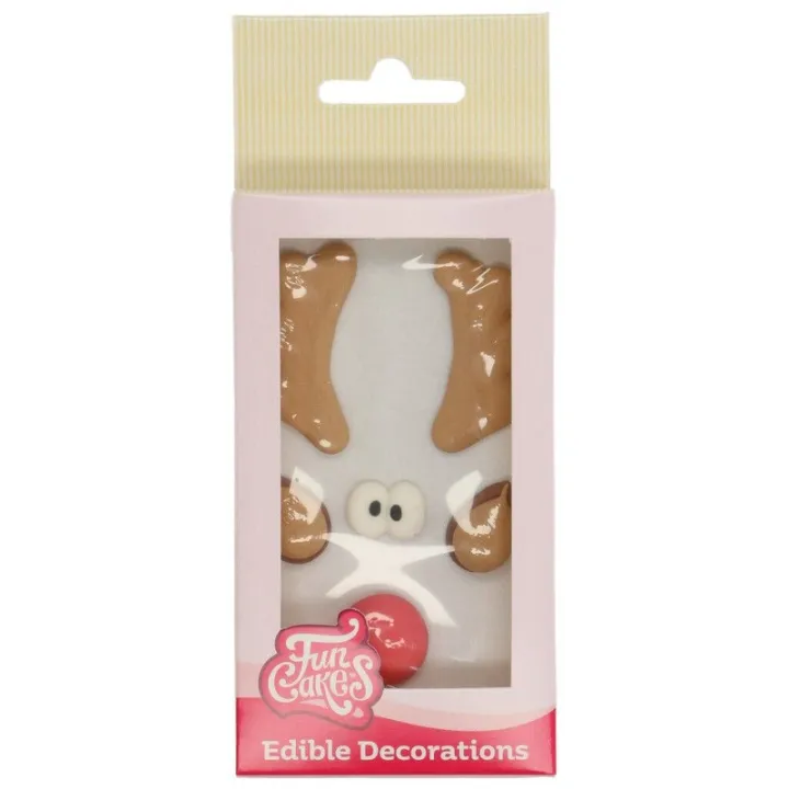 Décoration en sucre Rudolph – décor comestible tête de renne pour cupcakes et gâteaux | miniSchoggi