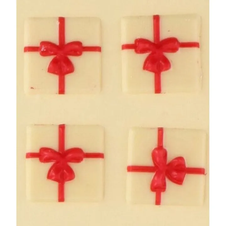 Schokoladendekoration Geschenke weiss – 12 essbare Schokodekore für Cupcakes und Torten | miniSchoggi