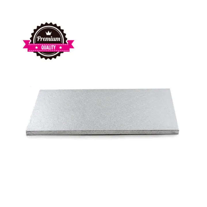 Cake plate rectangular extra strong silver 30 x 40 cm for safe transport