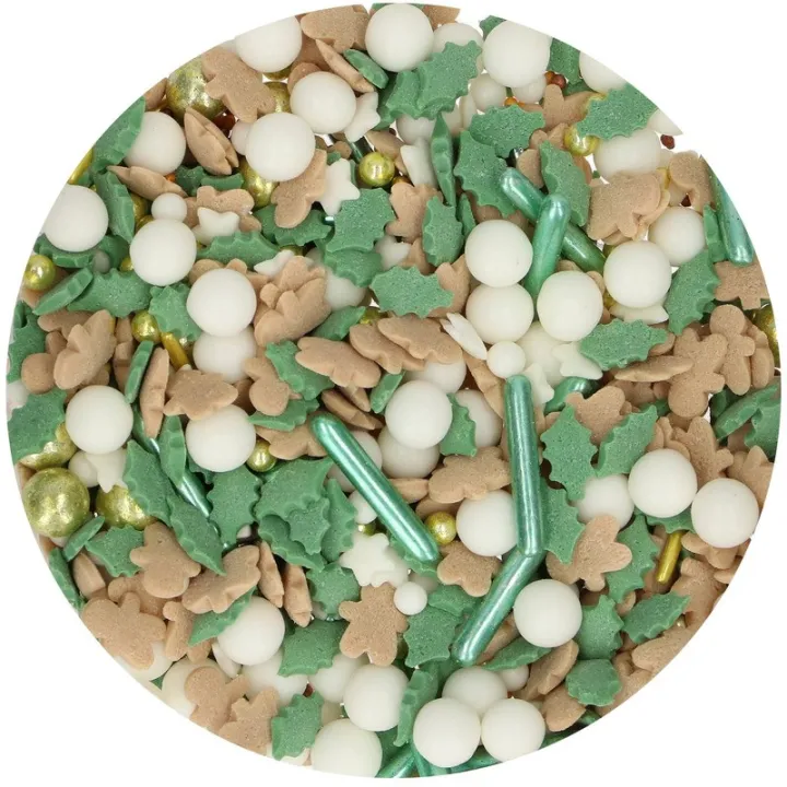 Sprinkle decor Merry Christmas – edible Christmas sprinkle decor with Gingerbread men and mistletoe leaves | miniSchoggi