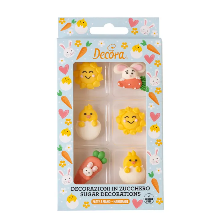 Sugar decoration Happy Easter, 6 pieces