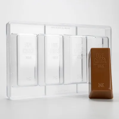 Stampo per cioccolato Lingotto d'oro – colare 4 pezzi da 12 x 5,5 cm