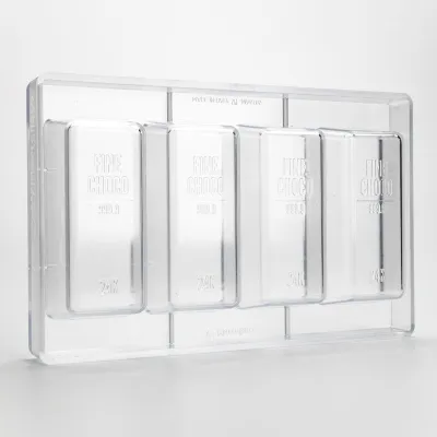 Stampo per cioccolato Lingotto d'oro – colare 4 pezzi da 12 x 5,5 cm
