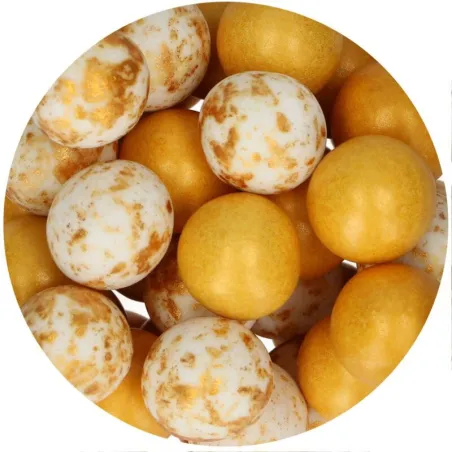 FunCakes Crispy XL Chocolate Pearls Glamour Gold, 130 g – Crispy chocolate pearls for Your baking creations