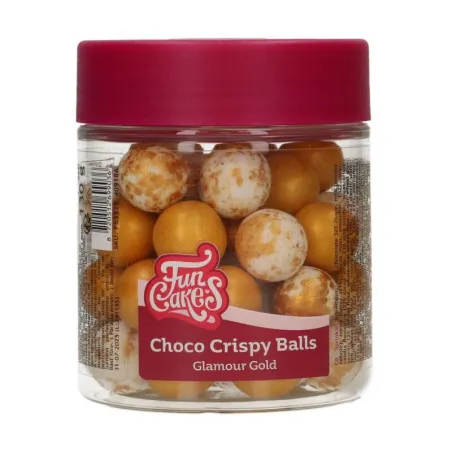 FunCakes Crispy XL Chocolate Pearls Glamour Gold, 130 g – Crispy chocolate pearls for Your baking creations