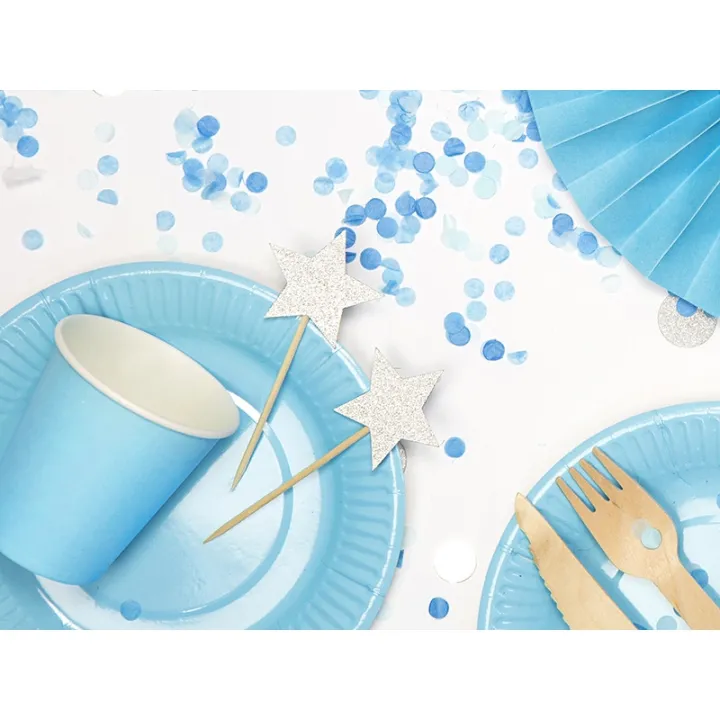 Cupcake Topper Sterne silber, 6 Stück - glitzernde Cake Topper
