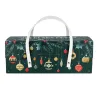 Emballage pour Bûche de Noël vert avec Boules de Noël et poignées, 30 x 11 x 11 cm