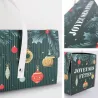 Emballage pour Bûche de Noël vert avec Boules de Noël et poignées, 30 x 11 x 11 cm