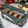 Green packaging for Christmas log with Christmas balls and handles, 35 x 11 x 11 cm