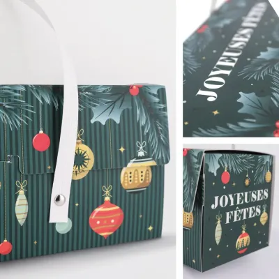 Confezione per tronchetto di Natale verde con Pallina di Natale e manici, 35 x 11 x 11 cm