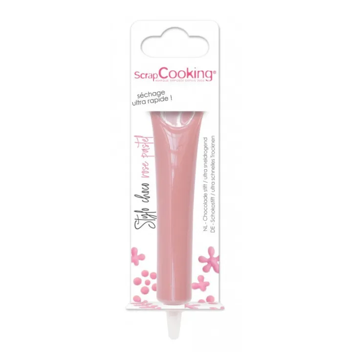 Penna al cioccolato rosa pastello – 25 g di cioccolato da scrivere per decorare e scrivere su dolci | miniSchoggi