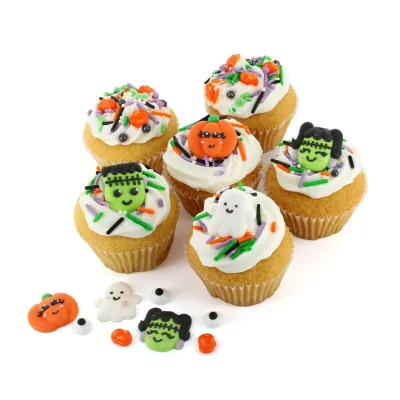 Zuckerdekoration Halloween Monster 12 Stück – für Cupcakes und Kekse